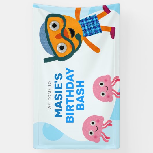 Super eenvoudig | Noodle & Pals Zwemfeest Spandoek (Verticaal)