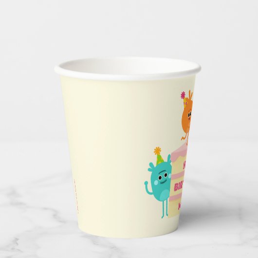 Super eenvoudig | Nums Space verjaardagstaart Papieren Bekers (Voorkant)