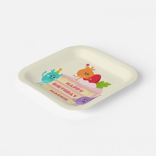 Super eenvoudig | Nums Space verjaardagstaart Papieren Bordje (Gebogen)