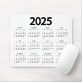 Super eenvoudige 2025 witte achtergrond kalender muismat (Met muis)