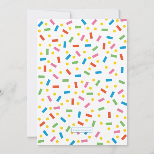 Super Eenvoudige Noodle & Pals Confetti 1e Verjaar Bedankkaart (Achterkant)