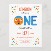 Super Eenvoudige Noodle & Pals Confetti 1e Verjaar Briefkaart (Voorkant)