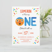 Super Eenvoudige Noodle & Pals Confetti 1e Verjaar Kaart (Staand voorkant)