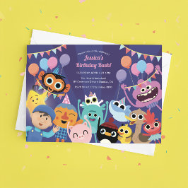 Super eenvoudige personages feestelijke verjaardag kaart