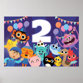 Super eenvoudige personages feestelijke verjaardag poster