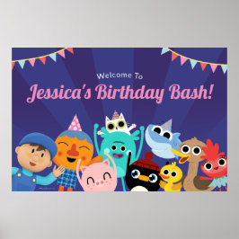 Super eenvoudige personages feestelijke verjaardag poster