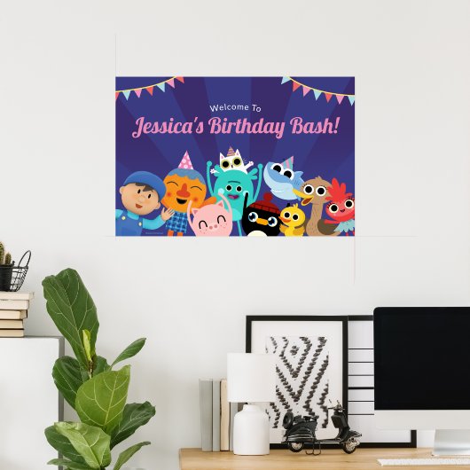 Super eenvoudige personages feestelijke verjaardag poster (Thuiskantoor)