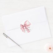 Super Elegant Blush Pink Bow Girl Verjaardag Ronde Sticker (Envelop)