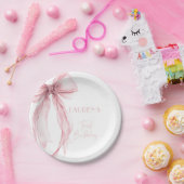 Super Elegant Pink Bow Girl Eerste Verjaardag Papieren Bordje (Feest)