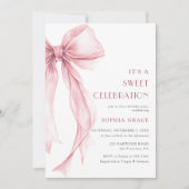 Super Elegant Roze Coquette Bow Meisje Verjaardag Kaart (Voorkant)