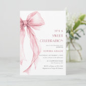 Super Elegant Roze Coquette Bow Meisje Verjaardag Kaart (Staand voorkant)