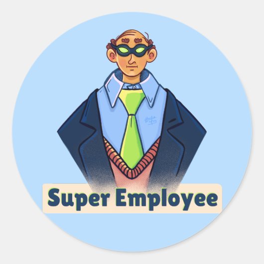 Super Employee cartoon Sticker (Voorkant)