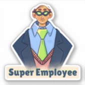 Super Employee cartoon Sticker (Voorkant)