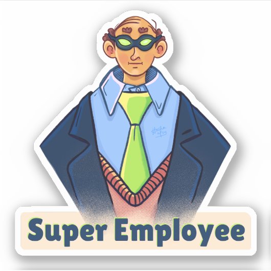 Super Employee cartoon Sticker (Voorkant)
