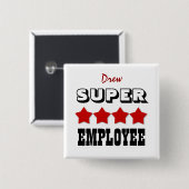 Super EMPLOYEE met sterren RED V18 Vierkante Button 5,1 Cm (Voorkant /achterkant)