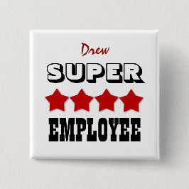 Super EMPLOYEE met sterren RED V18 Vierkante Button 5,1 Cm