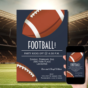 Super Fan Football spel Navy Blue Party Kaart