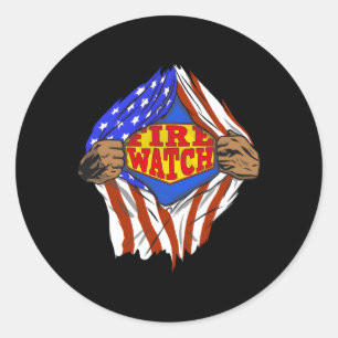 Super Fire Watch Hero-taak Ronde Sticker
