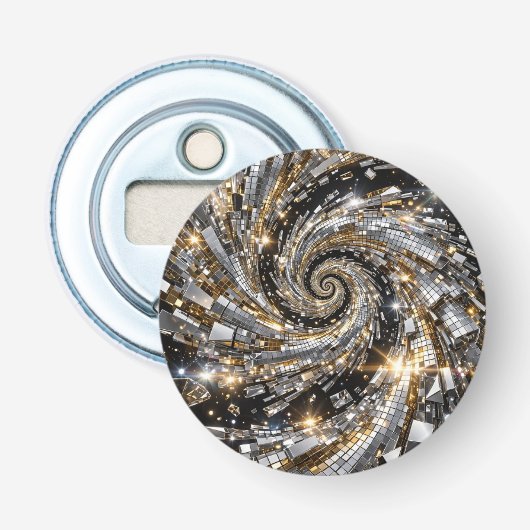 Super Flasher Spiraal Zilver & Goud Button Flesopener (Voorkant)