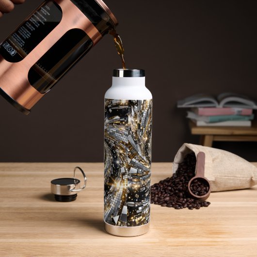 Super Flasher Spiraal Zilver & Goud Waterfles (Koffie)