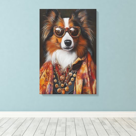 Super Fly Shetland Sheepdog | Sheltie Canvas Afdruk (Insitu (Houten vloer))