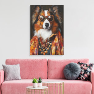 Super Fly Shetland Sheepdog   Sheltie Canvas Afdruk