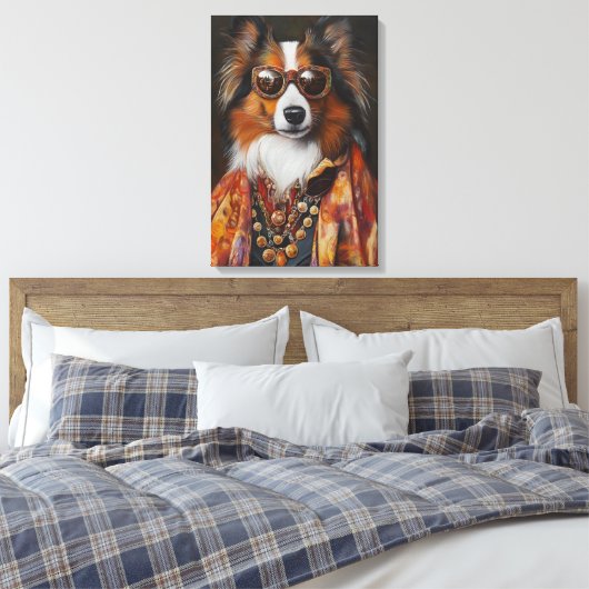 Super Fly Shetland Sheepdog | Sheltie Canvas Afdruk (Insitu (Slaapkamer))