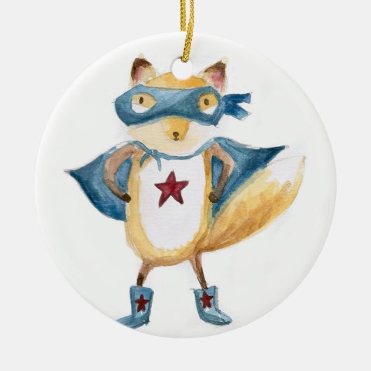 Super Fox. Keramisch Ornament (Voorkant)