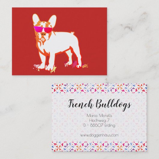 Super Frenchie Bulldog rood Visitekaartje (Voorkant / Achterkant)