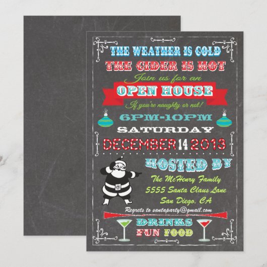 Super Fun Chalkboard - Eerste Kersthuis Kaart (Voorkant / Achterkant)