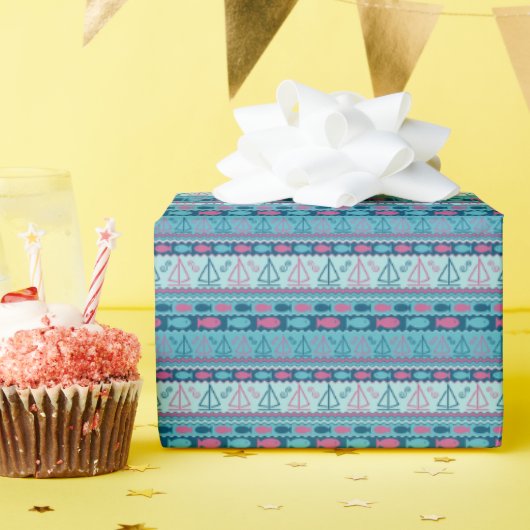 Super Fun Fish and Sailboat Pattern Cadeaupapier (Verjaardagsfeest)