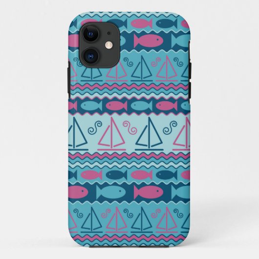 Super Fun Fish and Sailboat Pattern Case-Mate iPhone Case (Achterkant)
