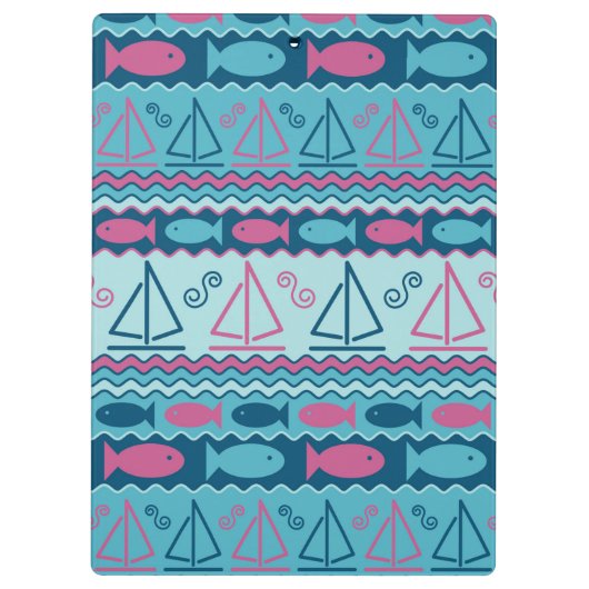 Super Fun Fish and Sailboat Pattern Klembord (Achterkant)