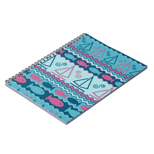 Super Fun Fish and Sailboat Pattern Notitieboek (Linkerzijde)