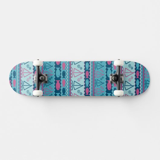 Super Fun Fish and Sailboat Pattern Skateboard (Horizontaal)