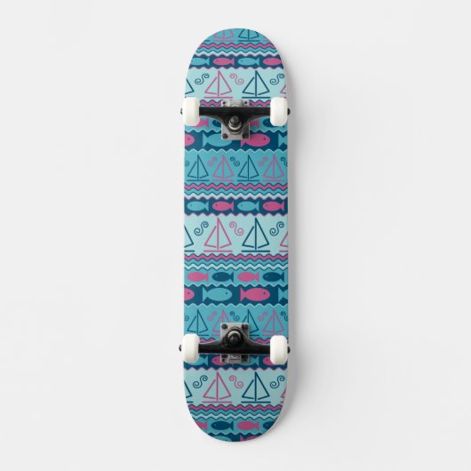 Super Fun Fish and Sailboat Pattern Skateboard (Voorkant)