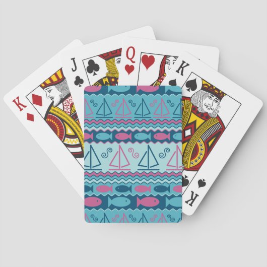 Super Fun Fish and Sailboat Pattern Speelkaarten (Achterkant)