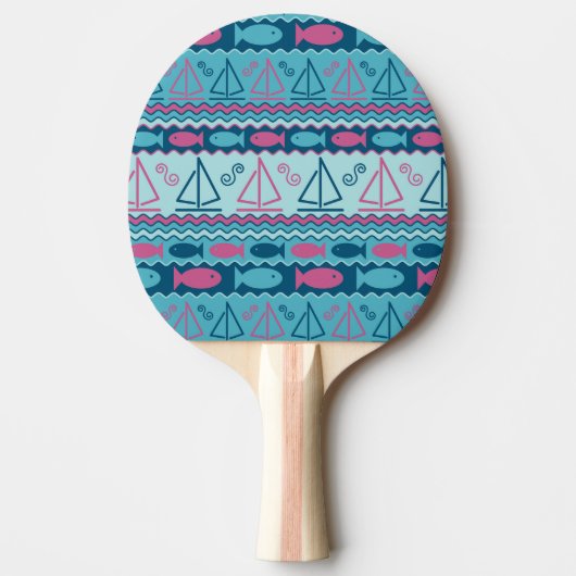 Super Fun Fish and Sailboat Pattern Tafeltennisbatje (Voorkant)