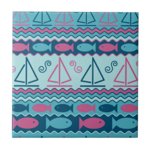 Super Fun Fish and Sailboat Pattern Tegeltje