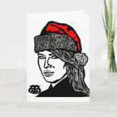 Super Fun Holiday Kerstmeisje in Santa Hat Kaart (Voorkant)