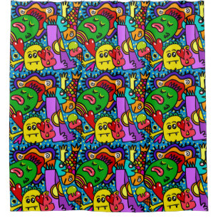 Super Fun Kinder Doodle Creaters Blue Red Green Douchegordijn