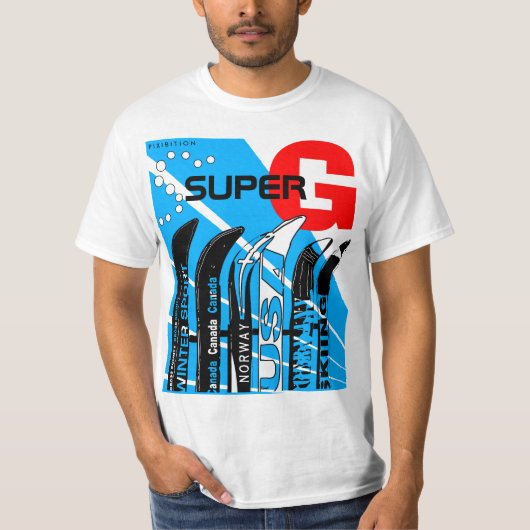 Super-G Ski Winter Sport Snowblade T-Shirt (Voorkant)