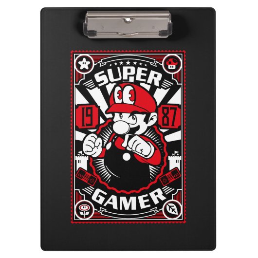 Super Gamer Retro Gaming Klembord (Voorkant)