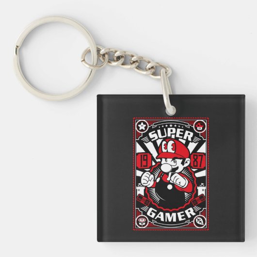 Super Gamer Retro Gaming Sleutelhanger (voorkant)