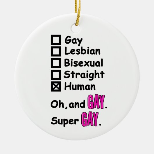 Super Gay Keramisch Ornament (Voorkant)