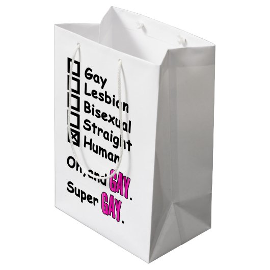 Super Gay Medium Cadeauzakje (Achterkant Gekanteld)