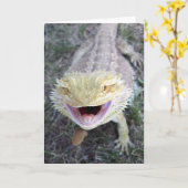 Super Gelukkige Gebaarde Draak Kaart (Gele Bloem)