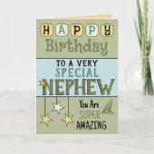 Super geweldige neef groen en blauw verjaardag kaart (Voorkant)