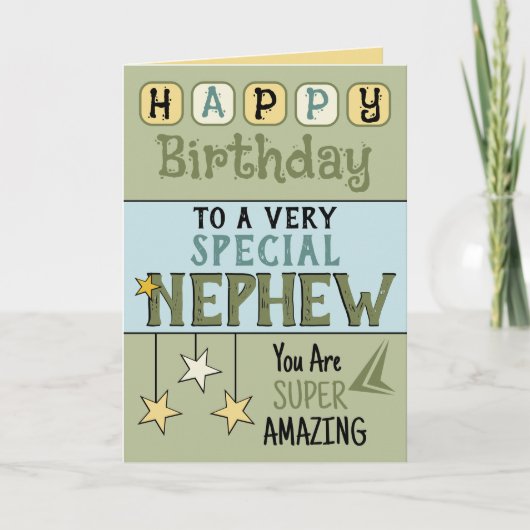 Super geweldige neef groen en blauw verjaardag kaart (Voorkant)