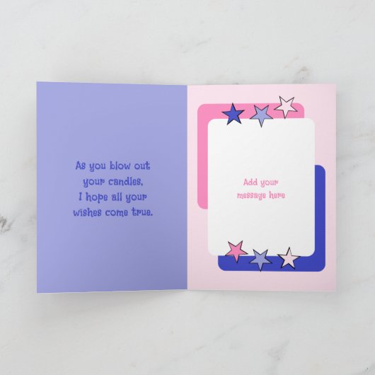 Super geweldige nichtje roze en paarse verjaardag kaart (Binnen)